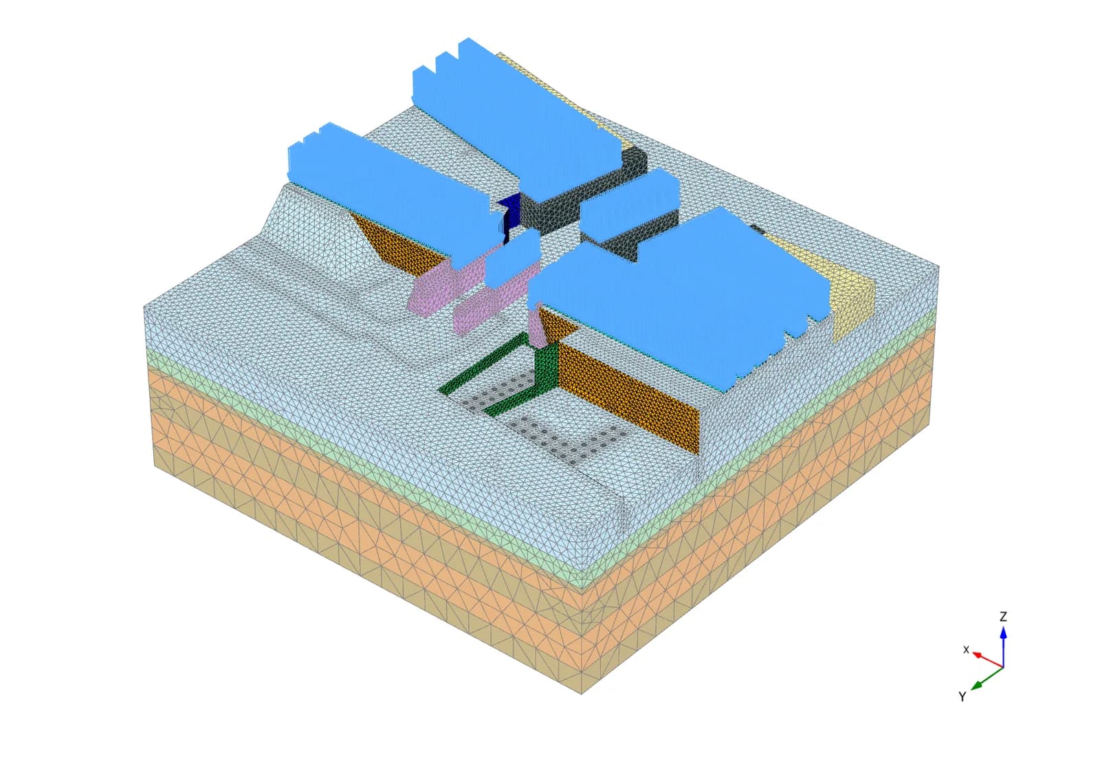 3D-вырез · слоистый массив с окружающей застройкой