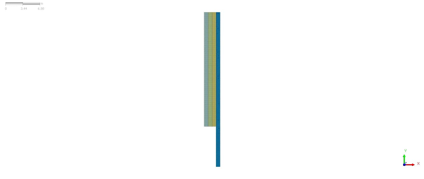 Сечение панели стены в грунте · конечно-элементная разбивка